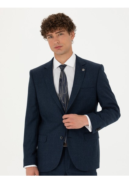 Erkek %100 Yün Lacivert Slim Fit Takım Elbise 50274245-VR033 fırsatları