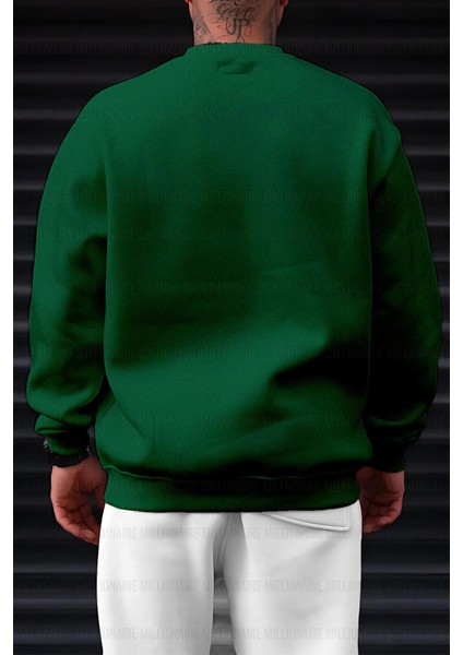Erkek Bntn Yeşil Dreamer Baskılı 0 Sıfır Yaka Oversize Salaş Bol Kesim Polar Sweatshirt fiyatları