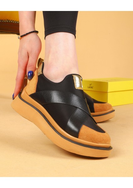 Nesica Siyah ve Taba Renkli Lastikli Paraşüt Kumaş Yürüyüş Ayakkabısı fiyatları