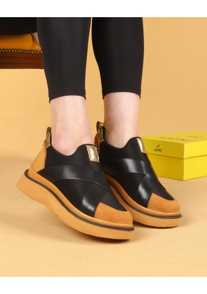 Nesica Siyah ve Taba Renkli Lastikli Paraşüt Kumaş Yürüyüş Ayakkabısı modelleri