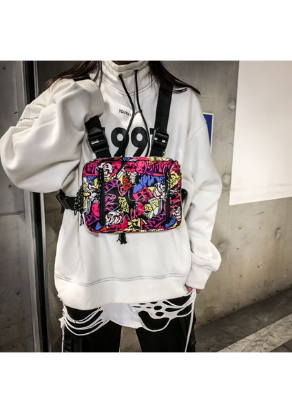 Graffiti Özel Moda Açık Hava Rahat Unisex Haberci Çanta Adam Crossbody Göğüs Çantası (Yurt Dışından) indirimleri