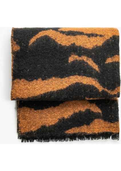 Atkı Zebra Desenli Yumuşak Dokulu Püsküllü fiyatları