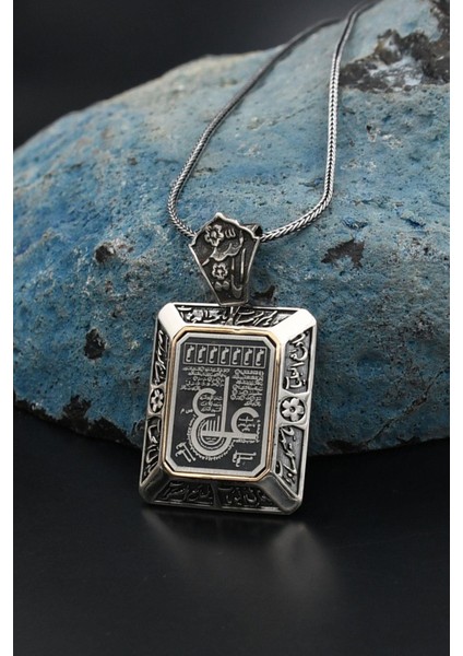 Gümüş Hz. Ali Yazlı Gümüş Kolye Zincir 925 Ayar fırsatları