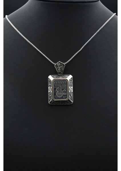 Gümüş Hz. Ali Yazlı Gümüş Kolye Zincir 925 Ayar indirimleri