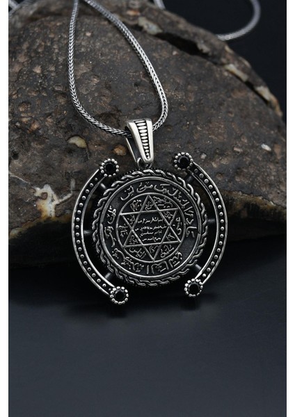 Gümüş Hz. Süleyman Mührü Gümüş Kolye Zincir 925 Ayar fiyatları