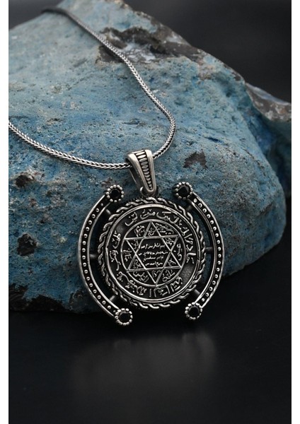 Gümüş Hz. Süleyman Mührü Gümüş Kolye Zincir 925 Ayar fırsatları