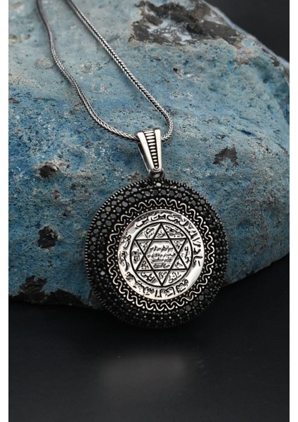 Gümüş Hz. Süleyman Mührü Gümüş Kolye Zincir 925 Ayar fırsatları