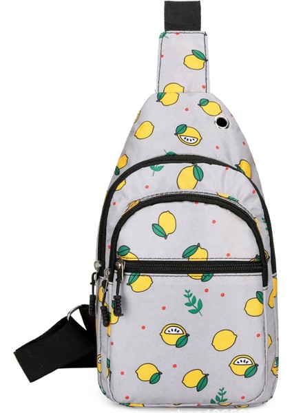 Gri Moda Karikatür Baskı Göğüs Çantası Omuz Askısı Ayarlanabilir Messenger Küçük Sling Göğüs Çanta Tasarımı Özel Omuz Üzerinde (Yurt Dışından)
