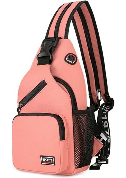 Pembe 2023 Yeni Spor Sırt Çantası Moda Omuz Crossbody Çanta Su Geçirmez Erkek Kadın Göğüs Çantası (Yurt Dışından)