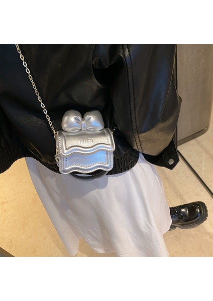 Mini Çocuk Omuz Çantası Fiyonklu Zincir Crossbody Çanta (Yurt Dışından)