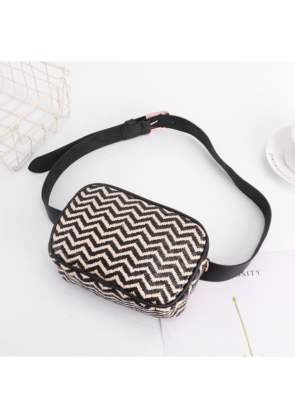 3 Yeni Moda Dalgalı Örgülü Hasır Çanta Basit Retro Kolej Tarzı Kare Göğüs Çantası (Yurt Dışından) fırsatları