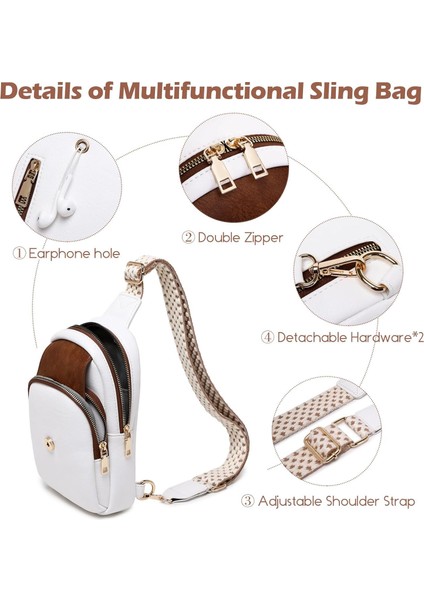 Haki Özel Kadın Pu Deri Sling Omuz Çantaları Trendy Büyük Kapasiteli Fanny Paketi Crossbody Göğüs Çantası Gitar Askısı ile (Yurt Dışından)