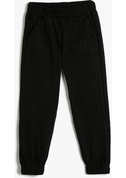 Basic Jogger Eşofman Altı Dokulu Beli Lastikli Cepli