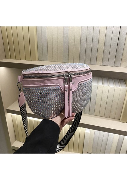 2 Bayanlar Pu Taklidi Göğüs Çanta Kadın Lüks Elmas Kemer Çantası Sling Omuz Crossbody Çanta (Yurt Dışından) modelleri