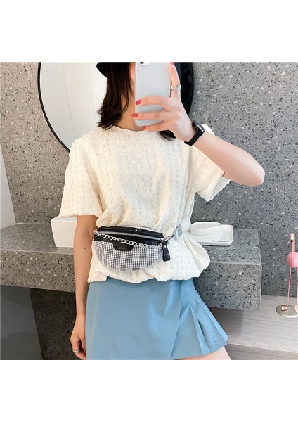Gümüş HR503 Yeni Moda Kadın Göğüs Çantası Kişiselleştirilmiş Zincir Renkli Elmas Tek Omuz Crossbody Çanta Çok Yönlü Payet Bel Çantası (Yurt Dışından) fırsatları