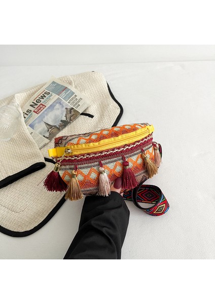 C Tasarımcı Püskül Crossbody Kadın Çanta Yüksek Kaliteli Kadın Taşınabilir Omuz Çantası Bahar Bolso Göğüs Çanta (Yurt Dışından)