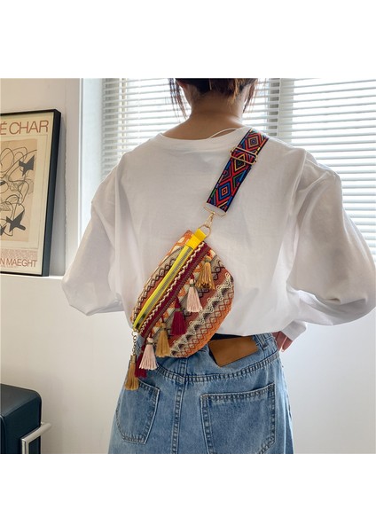 2 Retro Boho Tarzı Kadın Haberci Çanta Moda Püskül Bel Çantası Kadın Göğüs Çantası (Yurt Dışından) modelleri