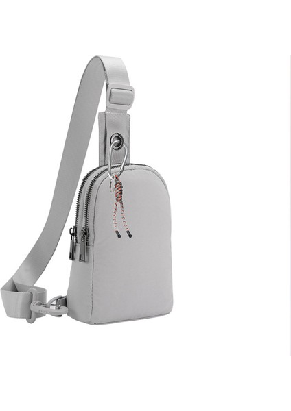 Gri Su Geçirmez Çift Fermuarlı Crossbody Çanta Kadınlar Için Yeni Moda Spor Naylon Sling Çanta (Yurt Dışından)