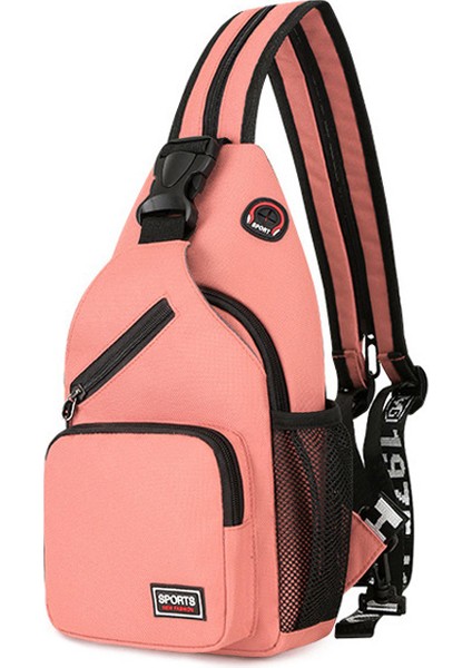 Pembe Özelleştirme Su Geçirmez Crossbody Sling Sırt Çantası Kulaklık Deliği ile Kadın Erkek Moda Omuz Göğüs Çantası (Yurt Dışından)
