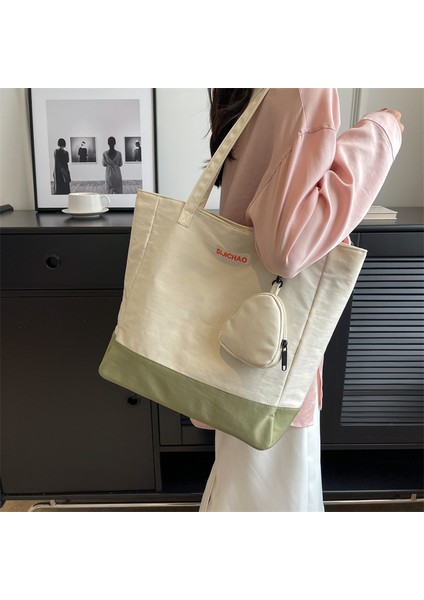 C3 Kontrast Renk Kanvas Tote Çanta Düz Mektup Çanta Tote Çanta Moda Rahat Bayan El Çantaları CY102 (Yurt Dışından) indirimleri