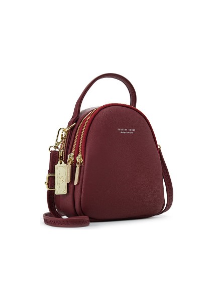 Gül Kırmızı Benzersiz Pu Deri Bayan Moda Mini Kız Omuz Crossbody Çanta Küçük Kadın Çantası Genç Kız Sırt Çantası (Yurt Dışından)
