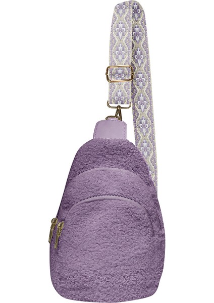 Mor Yeni Varış Kadın Kızlar Sherpa Göğüs Çanta Retro Moda Sonbahar Kış Açık Spor Rahat Kadınlar Için Crossbody Çanta (Yurt Dışından)