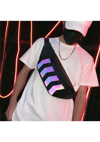 Beyaz Yeni Gelgit Spor Yansıtıcı Bel Çantası Kadın Ins Crossbody Çanta Erkek Rahat Tek Omuz Göğüs Çantası Kadın (Yurt Dışından) fırsatları