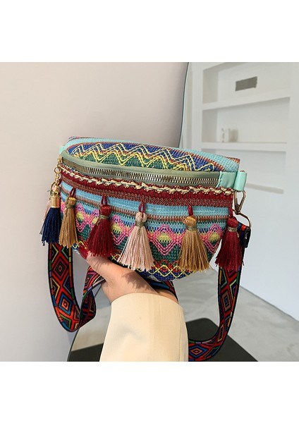 Mavi Ulusal Özellikler Moda Ulusal Stil Kadın Göğüs Çantası (Yurt Dışından)