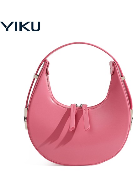 Pembe Küçük El Çantası Özel Logo Lüks Marka Yarım Ay Hobo Çanta Kadın Rahat Tote Siyah Pu Pembe (Yurt Dışından)