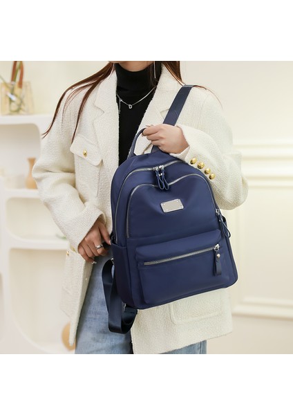 Koyu Mavi Özel Logo Tasarımı Mini Moda Eğlence Kadın Seyahat Özelleştirilmiş Açık Taşınabilir Sırt Çantası (Yurt Dışından)