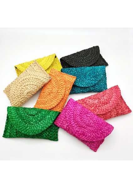 Mavi El Yapımı Çantalar Saman Dokuma Kadın Çantalar ve Çantalar 2023 Yaz Plaj Bayanlar Hasır Çanta Debriyaj Çantalar Plaj Rattan Çanta (Yurt Dışından) fırsatları