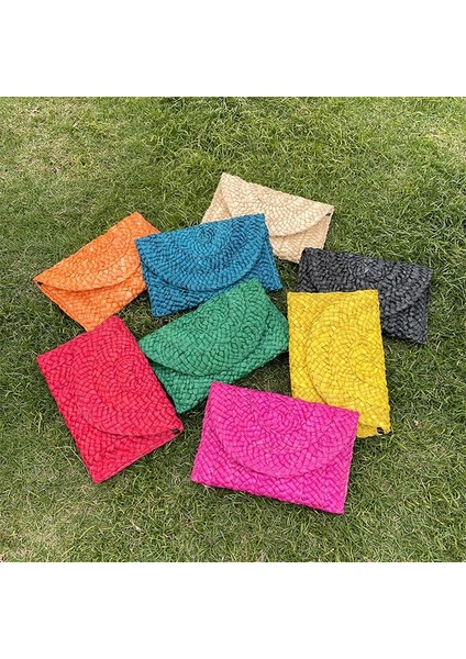 Mavi El Yapımı Çantalar Saman Dokuma Kadın Çantalar ve Çantalar 2023 Yaz Plaj Bayanlar Hasır Çanta Debriyaj Çantalar Plaj Rattan Çanta (Yurt Dışından) indirimleri