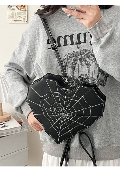 Beyaz Y2K Gotik Tarzı Aşk Kalp Crossbody Çanta Kişilik Örümcek Ağı Kadın Yarasa Çanta Omuz Çantası Çok Fonksiyonlu Sırt Çantası (Yurt Dışından) fiyatları
