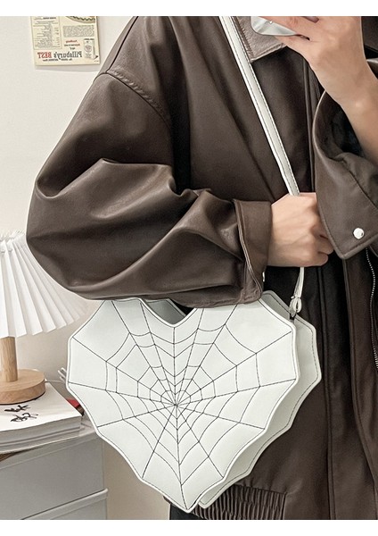Beyaz Y2K Gotik Tarzı Aşk Kalp Crossbody Çanta Kişilik Örümcek Ağı Kadın Yarasa Çanta Omuz Çantası Çok Fonksiyonlu Sırt Çantası (Yurt Dışından) indirimleri
