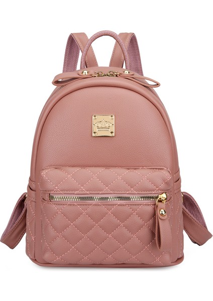 Pembe Yuhong Pu Deri Mini Sırt Çantası Moda Kadın Sırt Çantası, Yumuşak Deri Lingge Seyahat Küçük Sırt Çantası (Yurt Dışından)