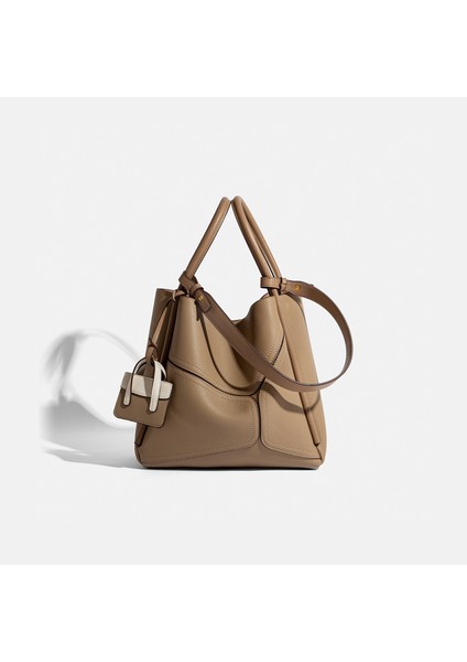 Kahve Yeni Varış Yumuşak Deri Retro Lüks El Yapımı Basit Moda Kadın Trendy Bayanlar Tote Omuz Çantası Çanta (Yurt Dışından)