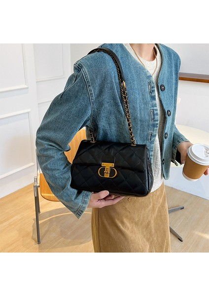 Siyah 2024 Yeni Yüksek Kaliteli Kadın Sıcak Çanta Pu Bayanlar Vintage Stil Deri Moda Çanta Kadın Haberci Çanta (Yurt Dışından) fırsatları