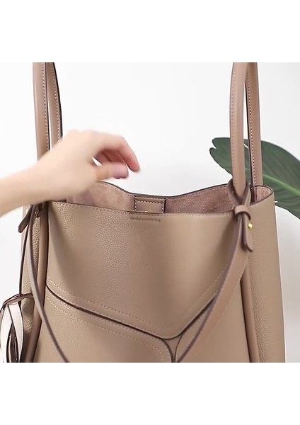 Kahve Yeni Varış Yumuşak Deri Retro Lüks El Yapımı Basit Moda Kadın Trendy Bayanlar Tote Omuz Çantası Çanta (Yurt Dışından) modelleri