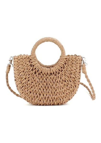 Beyaz El Yapımı Kadın Rattan Alışveriş Çantaları - Özelleştirilmiş Şekil Vintage Çanta Rattan - Doğal Rattan Çanta (Yurt Dışından)