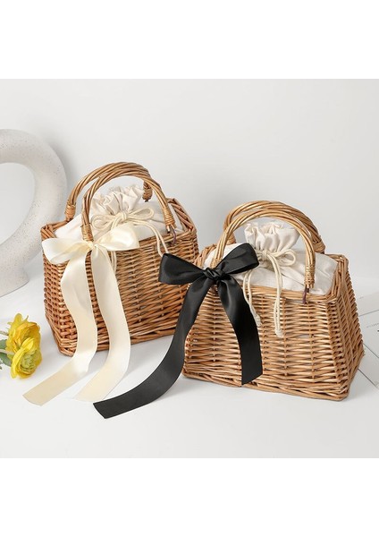 Beyaz El Yapımı Kadın Rattan Alışveriş Çantaları - Özelleştirilmiş Şekil Vintage Çanta Rattan - Doğal Rattan Çanta (Yurt Dışından) fiyatları