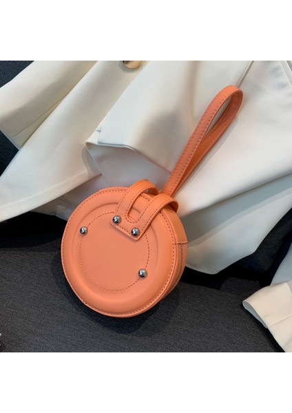 Altın 2023 Yeni Küçük Ana Kese Yuvarlak Bozuk Para Cüzdanı Daire Ruj Kese Kadın Debriyaj Perçin Moda Bayanlar Beg Yenilik Kadın Manşonlar (Yurt Dışından) indirimleri