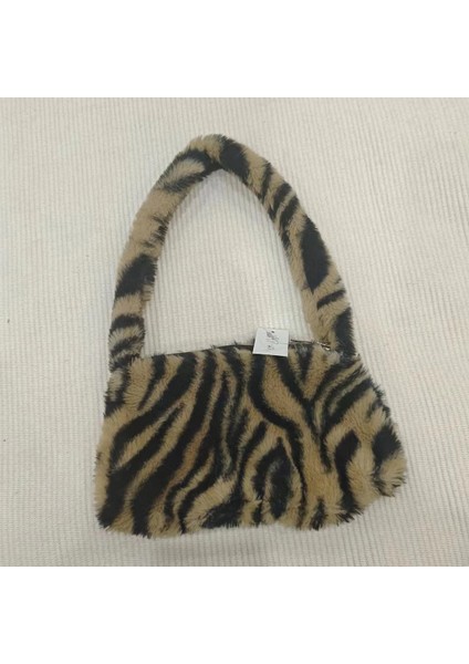 Büyük Inek Siyah Özelleştirilebilir Moda Sevimli Baskılı Mini Omuz Çantası Kadın Kış Peluş Çanta Hayvan Desen Tote Çanta (Yurt Dışından)
