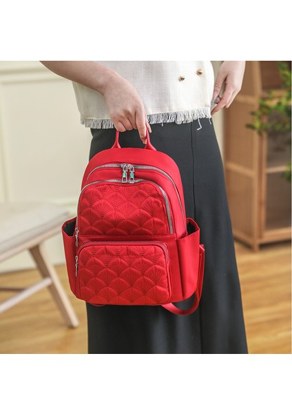 Renk 1 Şanslı Kırmızı Renk Sırt Çantaları Kadın Yüksek Kaliteli Naylon Okul Çantaları Kızlar Için Su Geçirmez Bayanlar Saf Renk Sırt Çantası Mochilas (Yurt Dışından) modelleri