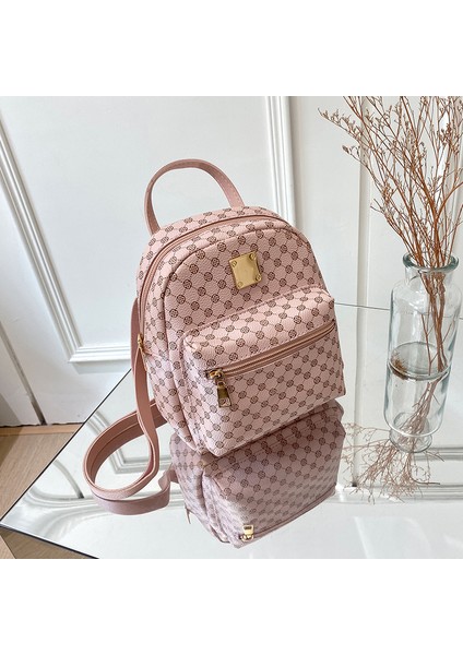 Pembe Pu Deri Bayan Su Geçirmez Sırt Çantası Crossbody Çanta Moda Sevimli Küçük Kadın Rahat Mini Sırt Çantası (Yurt Dışından)