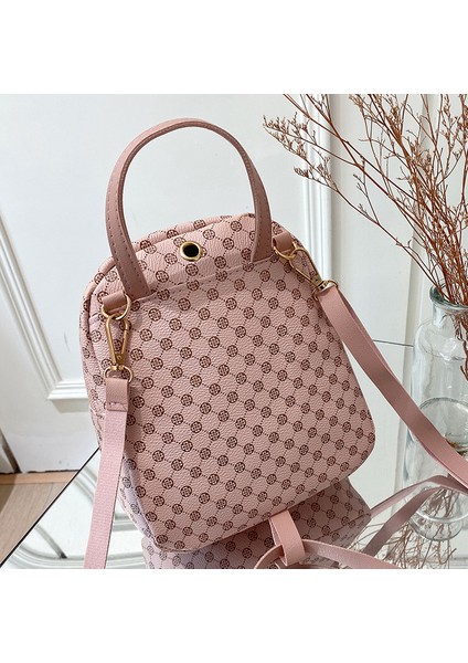 Pembe Pu Deri Bayan Su Geçirmez Sırt Çantası Crossbody Çanta Moda Sevimli Küçük Kadın Rahat Mini Sırt Çantası (Yurt Dışından) modelleri