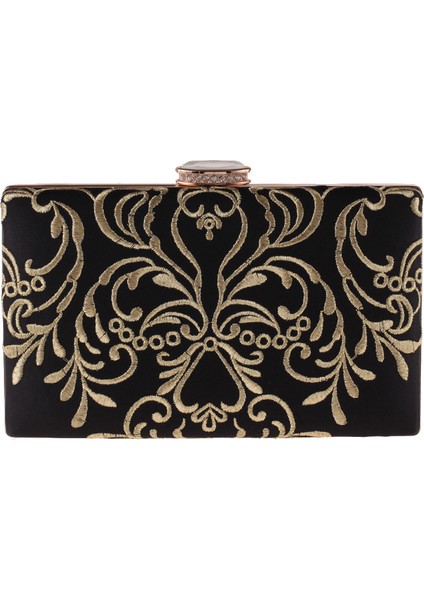 Siyah Avrupa ve Amerikan Nakış Akşam Yemeği Parti Çantası Polyester Zanaat Küçük Kare Çanta Kadın El Elbisesi Kadın Çantası (Yurt Dışından)