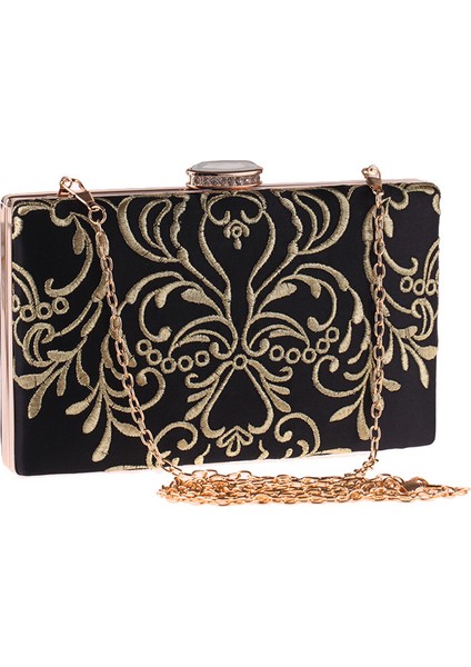 Siyah Avrupa ve Amerikan Nakış Akşam Yemeği Parti Çantası Polyester Zanaat Küçük Kare Çanta Kadın El Elbisesi Kadın Çantası (Yurt Dışından) fiyatları