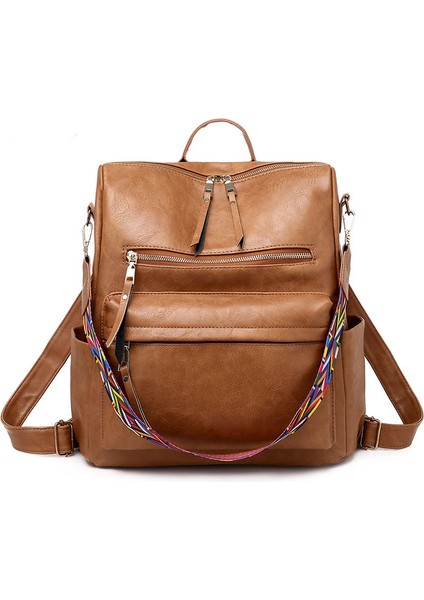 10 Kadın Moda Büyük Kapasiteli Sırt Çantası Çok Amaçlı Tasarım Çanta Omuz Çantası Pu Deri Spor Seyahat Sırt Çantası (Yurt Dışından) modelleri