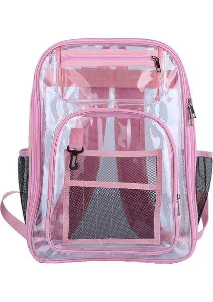 Pembe Büyük Pvc Sırt Çantası Şeffaf Şeffaf Siyah Özelleştirilmiş Renk Ağır Özel Logo Okul Açık Işık Sırt Çantası Kadınlar Için (Yurt Dışından)