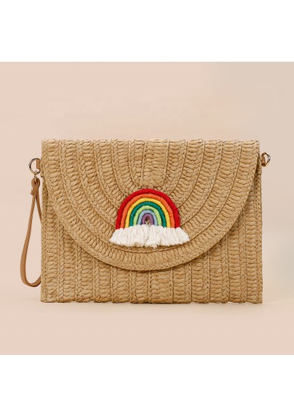 Stil 6-2 Fabrika Hasır Omuz Çantası Kadın El Yapımı Dokuma Crossbody Çanta Yaz Plaj Zarf Çanta Cüzdan Kadın Manşonlar Püsküller (Yurt Dışından) fırsatları